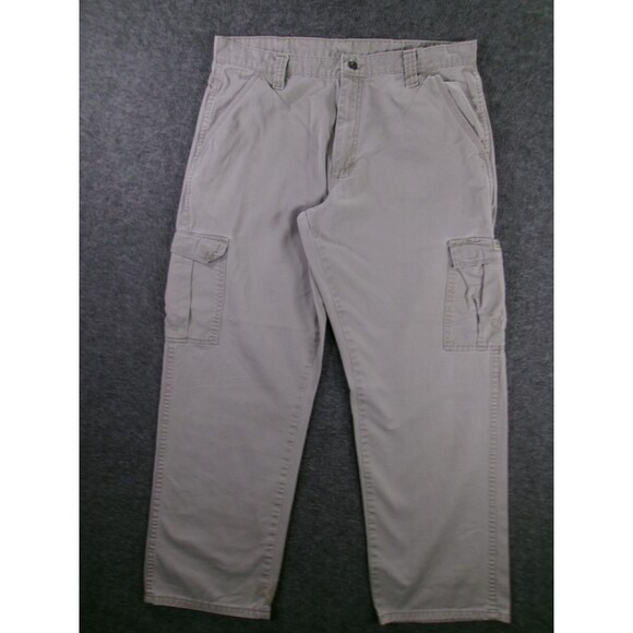 Wrangler Cargo Pants Mens 34X30 Beige Relaxed Fit Straight Leg Utilitarian Work - Picture 1 of 15